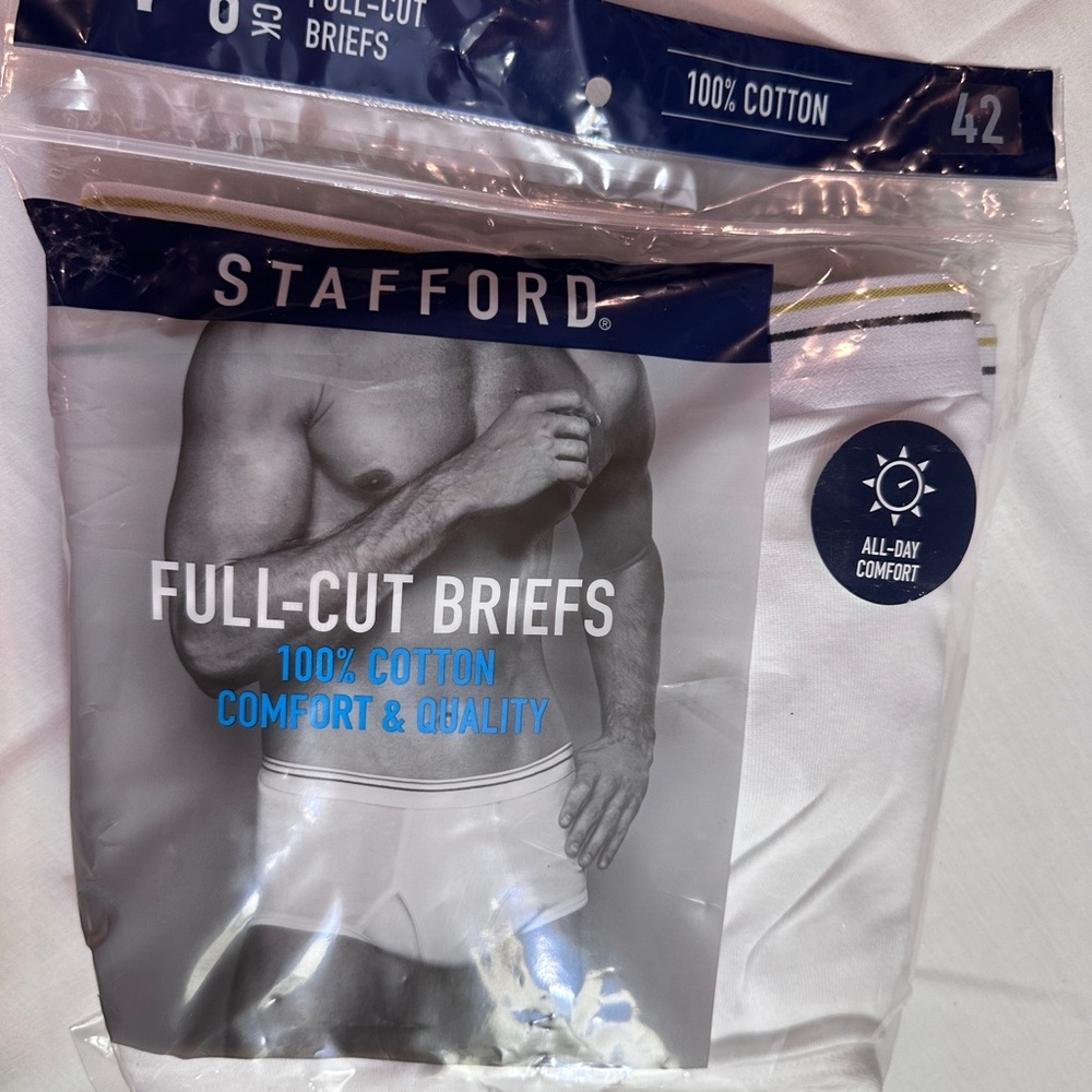 Stafford 6 Men’s White Briefs Premium Comfort Underwear‎ NEW Size 42